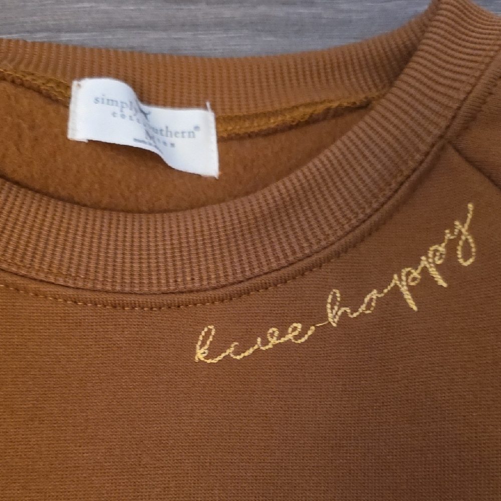 Simply Southern Brown Crewneck Sweater with Embroidery - Picture 4 of 5